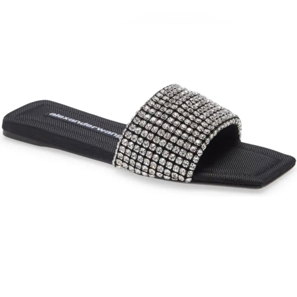 Alexander Wang. Anya Crystal Flat Slide Sandals